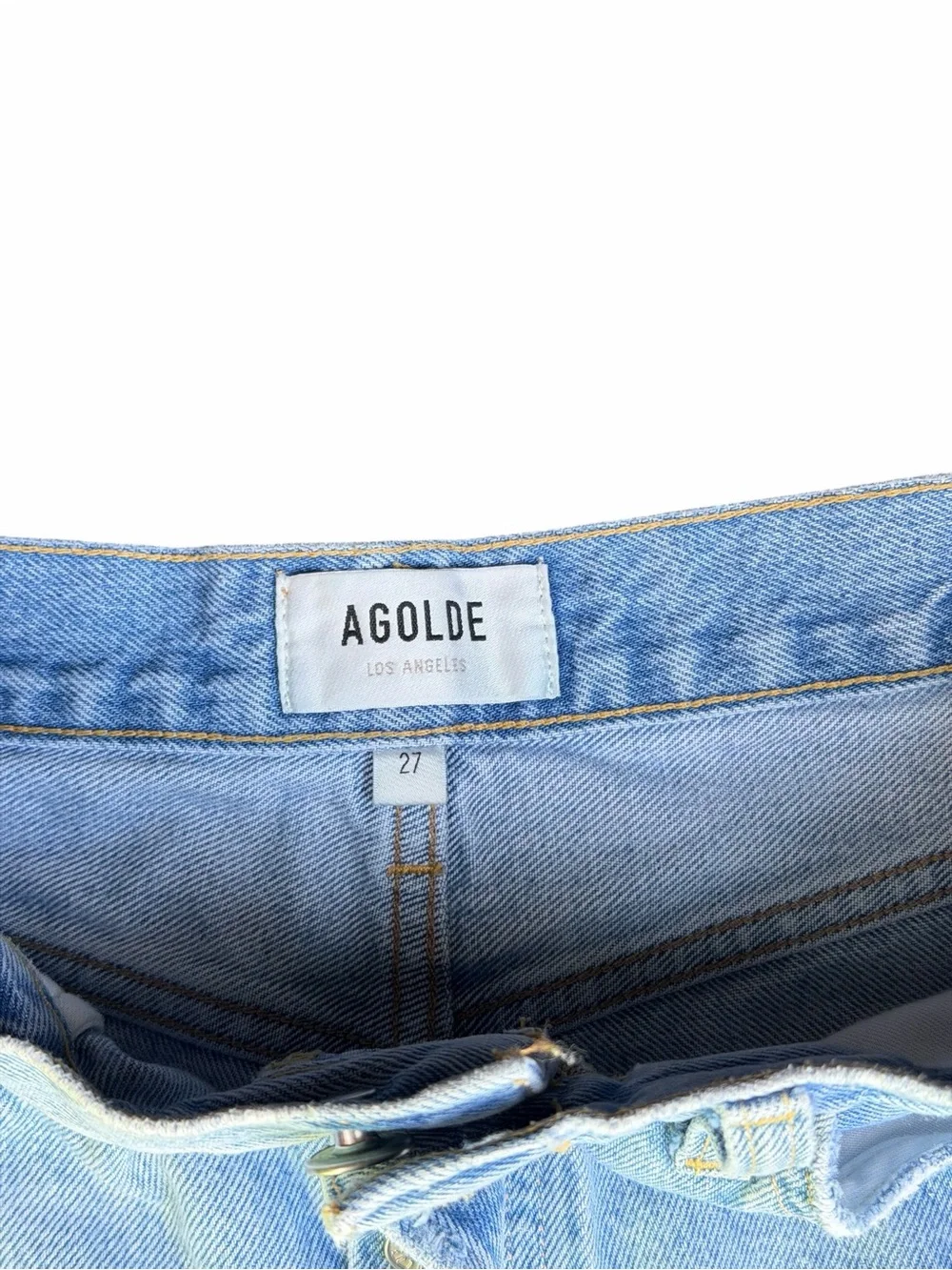 AGOLDE Parker Long Cutoff Shorts Women’s 27 Swapmeet Light Wash Distressed